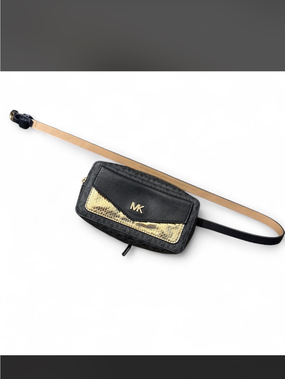 Michael Kors Black and Gold Signature Belt Bag